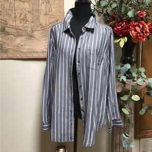 Torrid Gray and White Striped Shirt